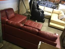 Faux Leather Russ Sectional with Ottoman by Andover Mills in Red