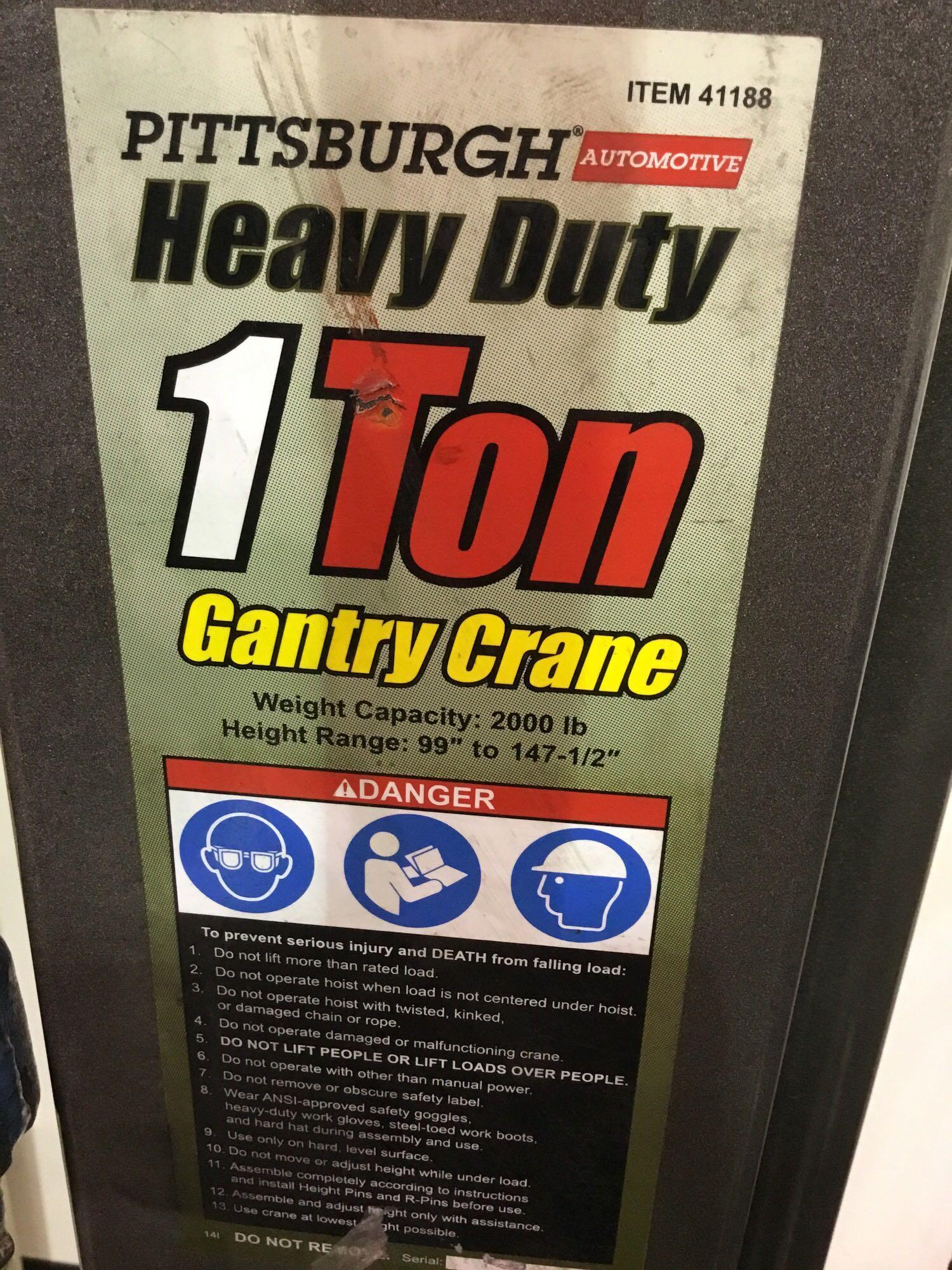 Pittsburgh 1 Ton Capacity Gantry Crane
