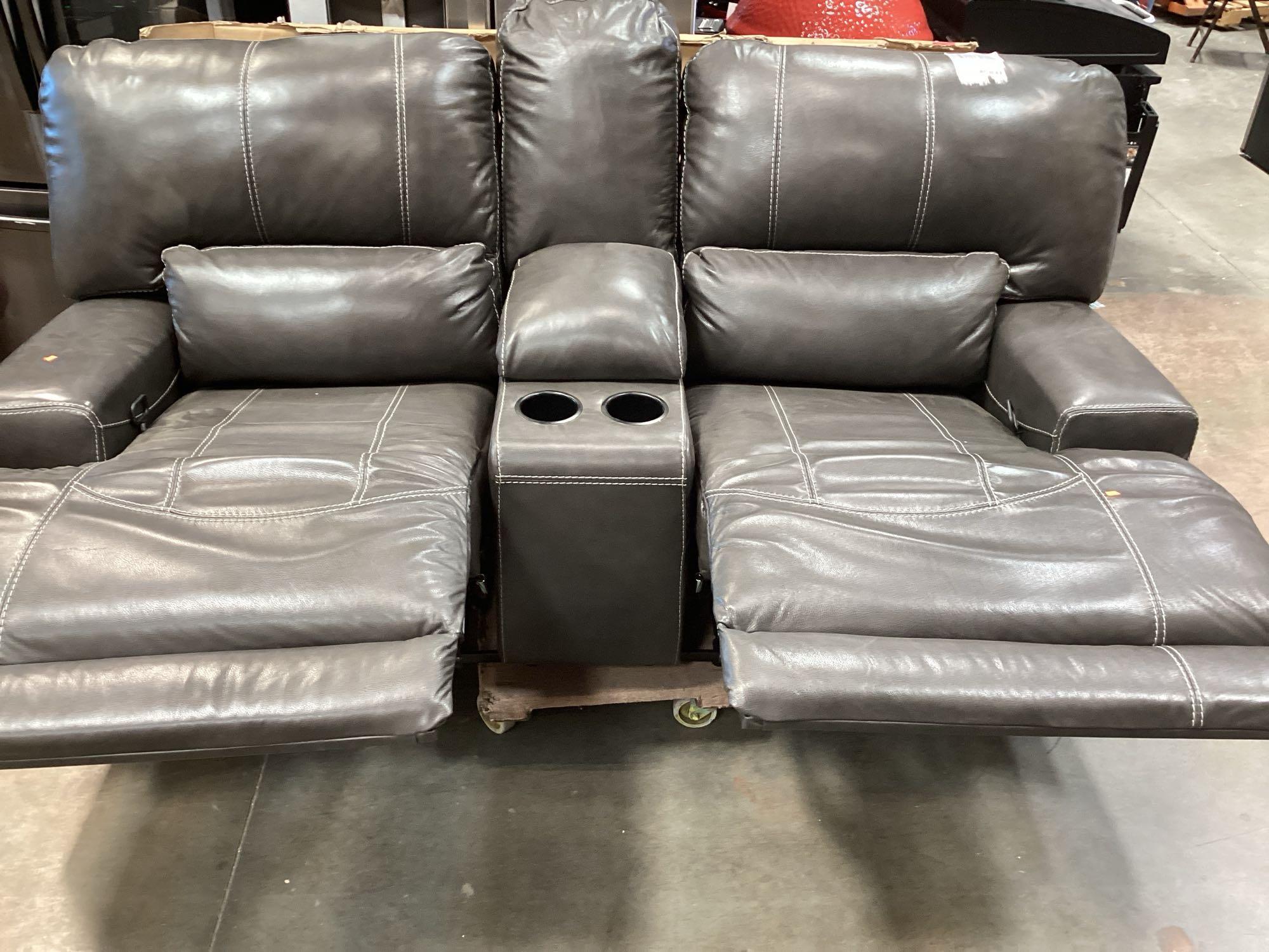 Black Leather Reclining Sofa Set (2pc)
