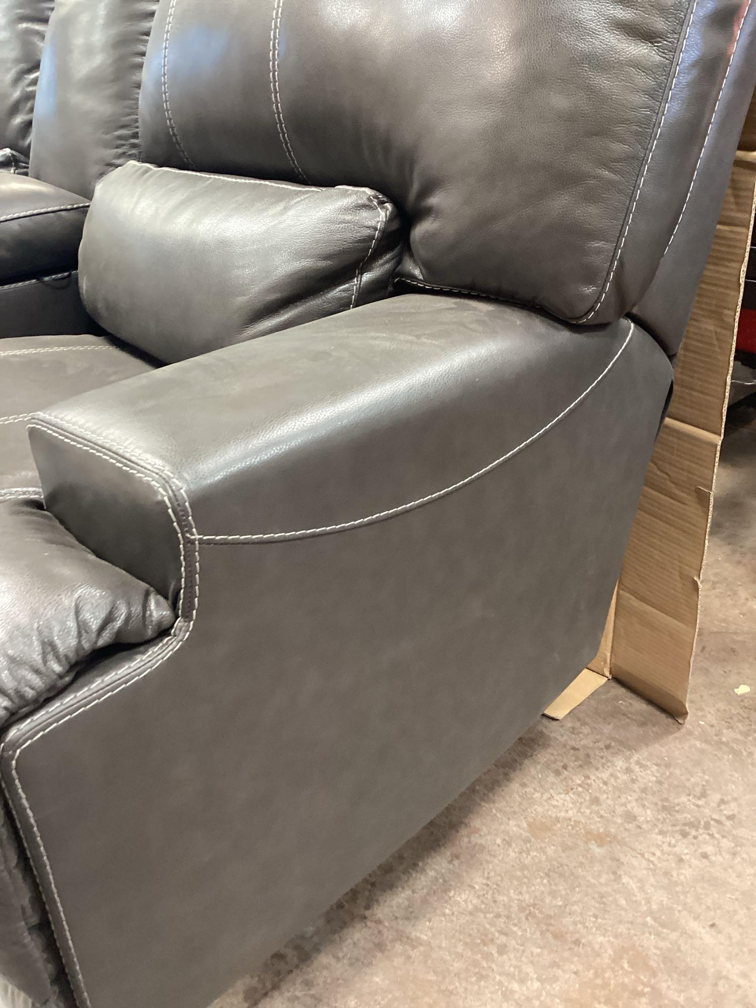 Black Leather Reclining Sofa Set (2pc)