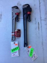 Lot of (2) Husky aluminum pipe wrenches