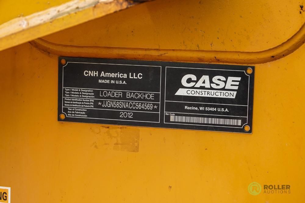 2012 Case 580 Super N 4WD Loader/Backhoe, Extendahoe, Auxiliary Hydraulics, EROPS, 30in Hoe Bucket,