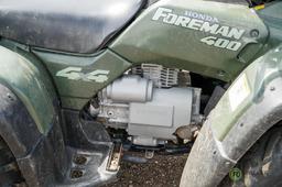 Honda Foreman 400 4x4 ATV, Badland 3500 lB Winch, Hour Meter Reads: 367, Odometer Reads: 1167, Not a