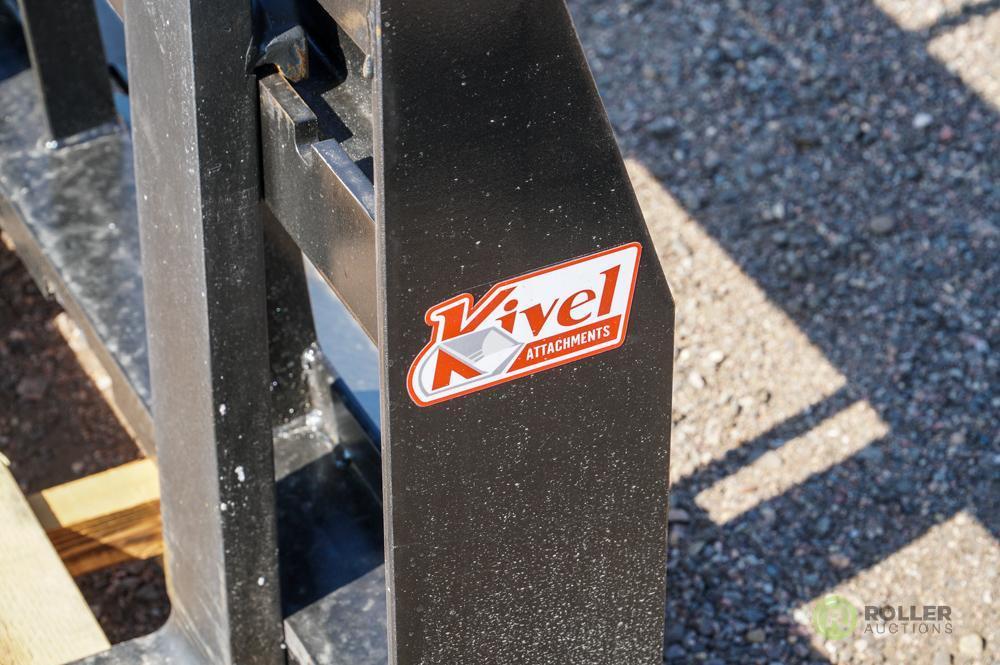 New Kival 48in Pallet Fork Attachment To Fit Skid Steer Loader, 4200 LB Capacity, Step Thru Frame