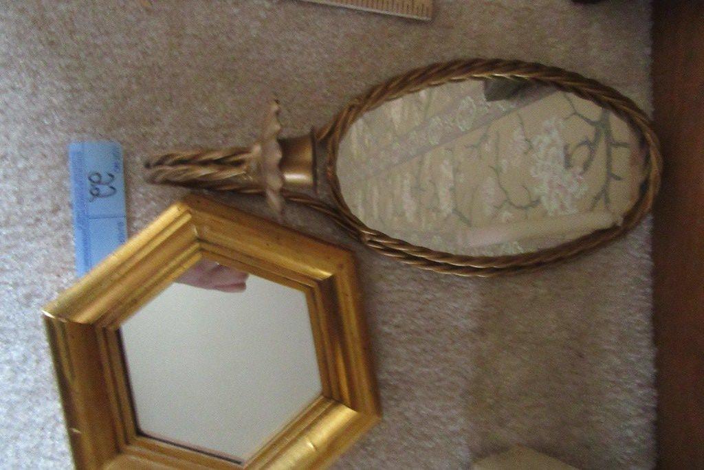 DECORATIVE ACCENT MIRROR AND METAL CANDLE HOLDER MIRROR