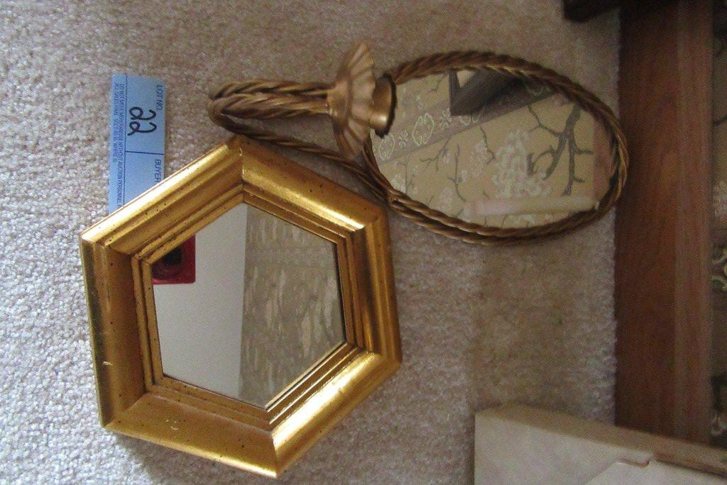 DECORATIVE ACCENT MIRROR AND METAL CANDLE HOLDER MIRROR