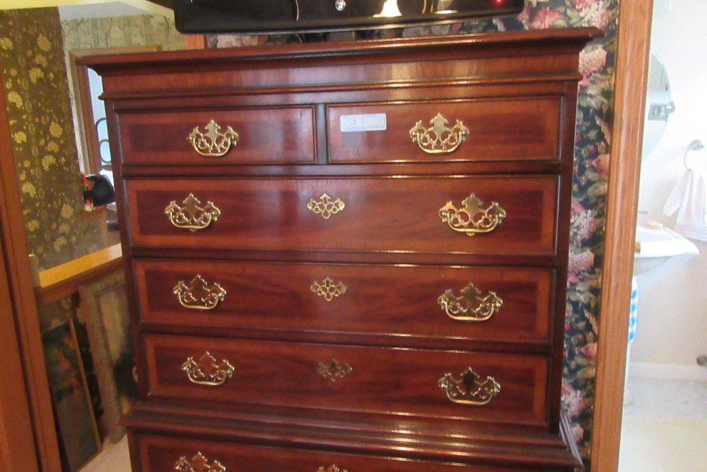 DREXEL CHERRY CHEST ON CHEST CHEST OF DRAWERS