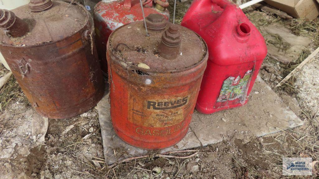 gas cans and kerosene can