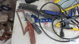 halogen work light, hobby knife set, 15 inch tool box saw, etc