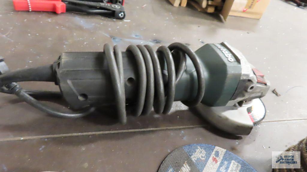 Metabo angle grinder with flax wheels, cut off wheels and grinding wheels