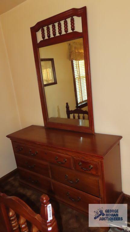 Oak finish full size bed with chest of...drawers, dresser and nightstand