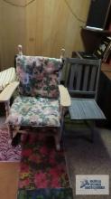 White painted rocker and folding chair