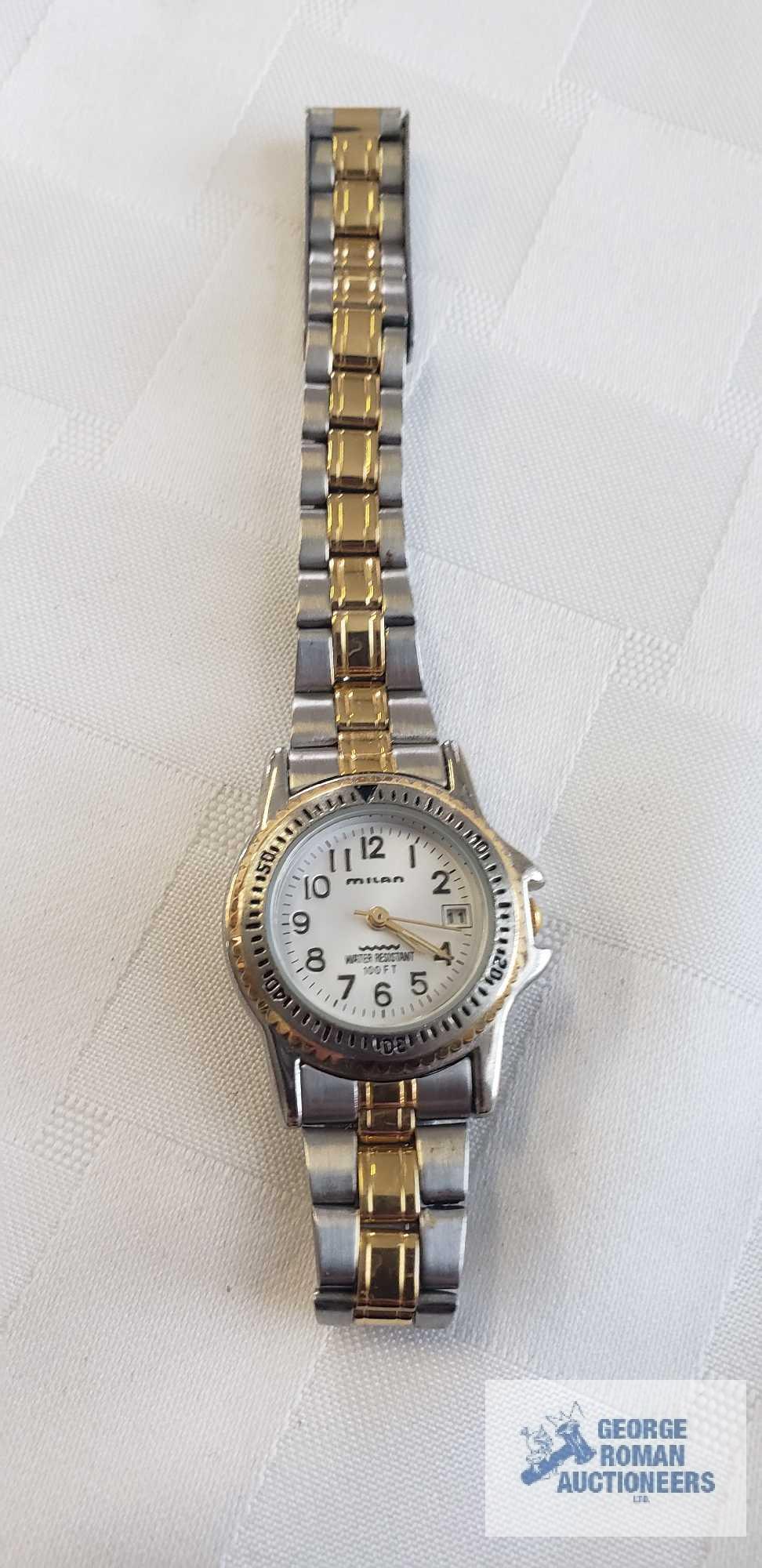 Milan water resistant silver and gold tone watch and other silver and gold tone watch