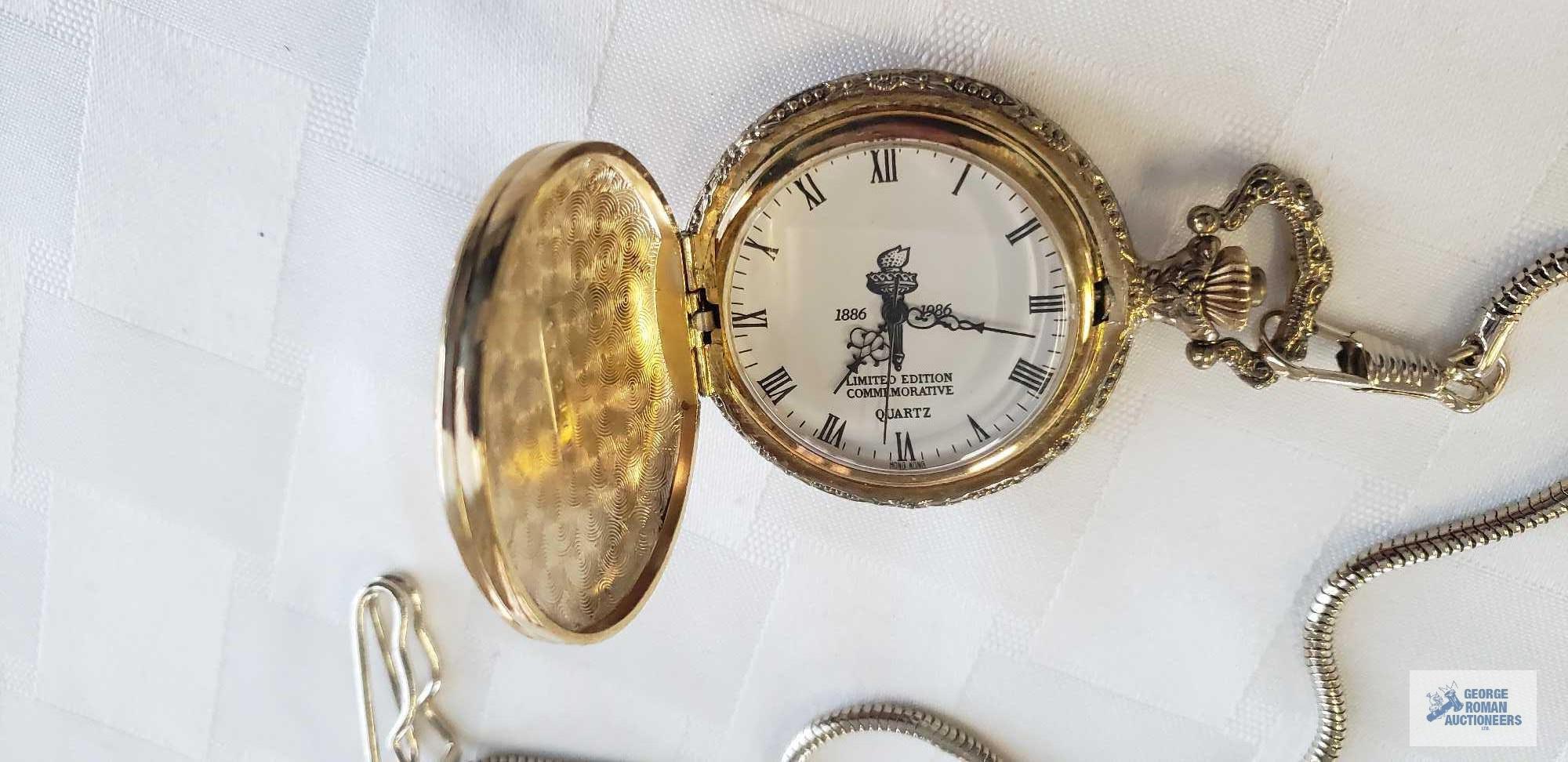 Limited edition commemorative Statue of Liberty pocket watch with certificate of authenticity