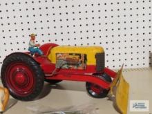 1950s Marx tin tractor with plow and driver