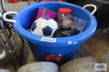 Large plastic bucket with hardware and etc