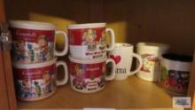 Shelf of mugs, including Campbell's soup...mugs