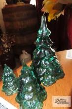 Set of three Fenton Christmas trees