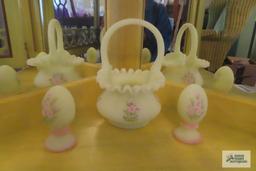 Fenton basket and hand-painted eggs