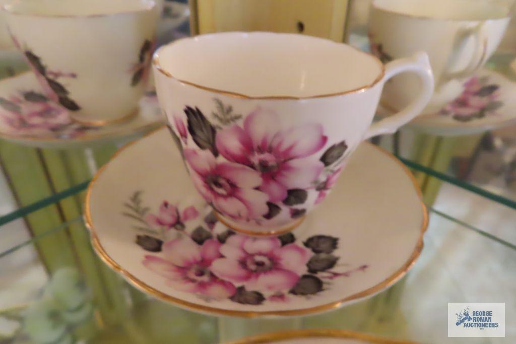 Assorted cups and saucers, made in England
