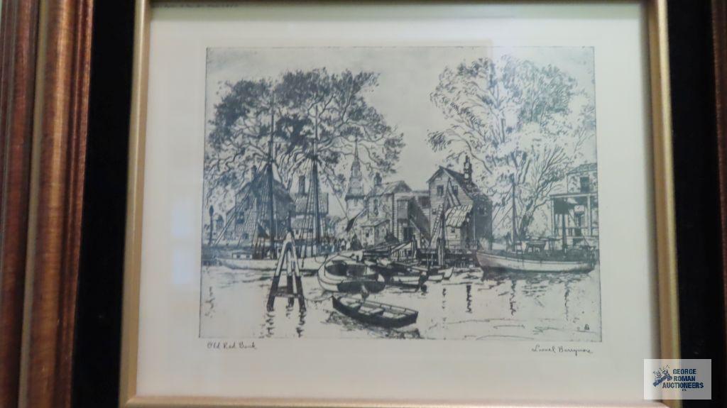 Old Red Bank and Courtyard, Venice prints by Lionel Barrymore