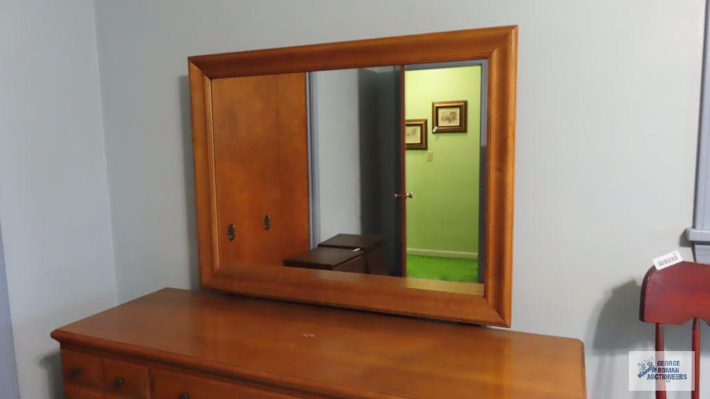 Early American style dresser with mirror and chest