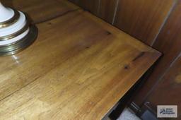 mixed wood end table with fruitwood top