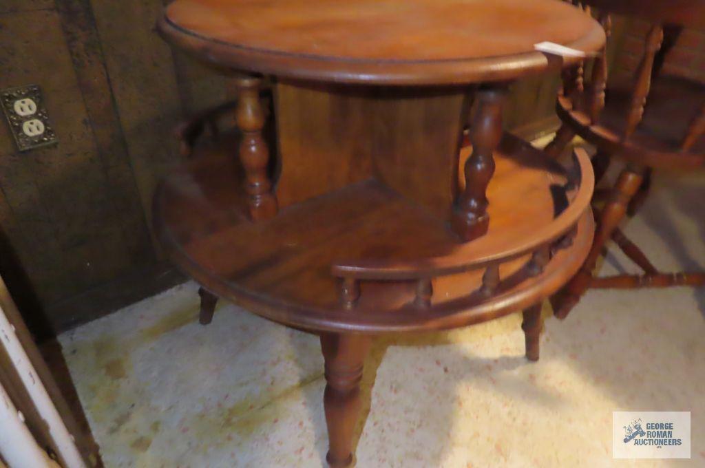 Maple end table in basement