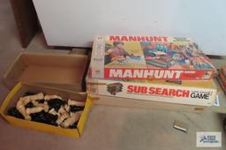 lot of games and heavy plastic chess pieces