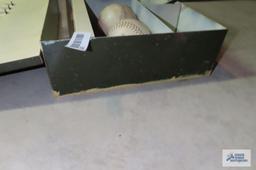 Vintage First Aid metal box with baseballs