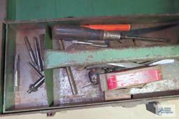 metal toolbox with tools, taps, wrenches and etc