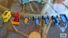 Tractors, hay trailer, pony trailer, harvester, made in England by Lesney, some missing rubber tires