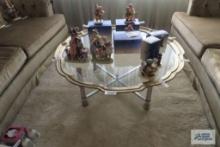 Ornate, gold...painted side, glass coffee table