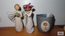 Willow Tree candle holder and two figurines