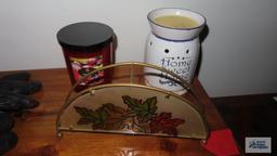 Apple currant candle, home sweet home candle warmer, and fall decorative candle holder