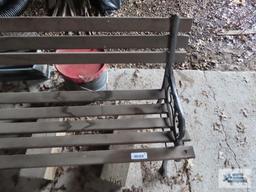 Wooden park bench with cast iron legs