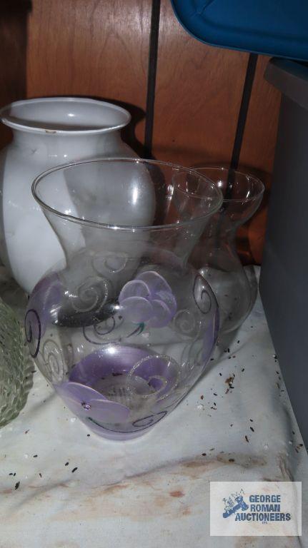 lot of glass vases, Partylite candles and etc
