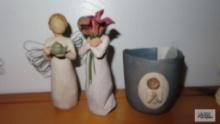 Willow Tree candle holder and two figurines
