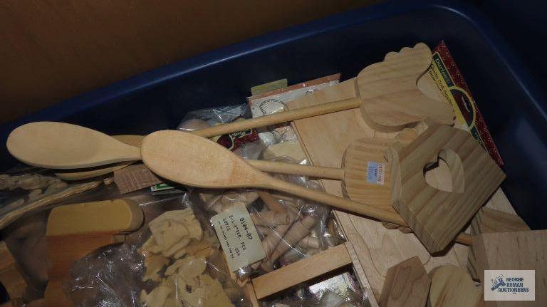 Large assortment of wood craft pieces