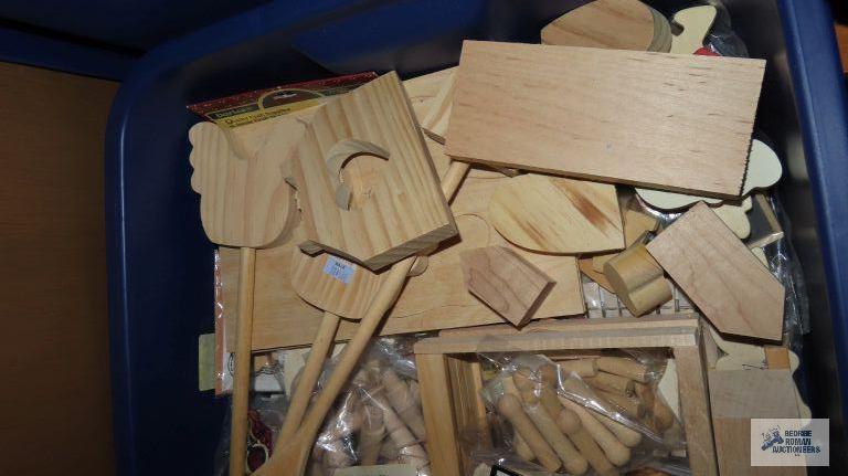 Large assortment of wood craft pieces