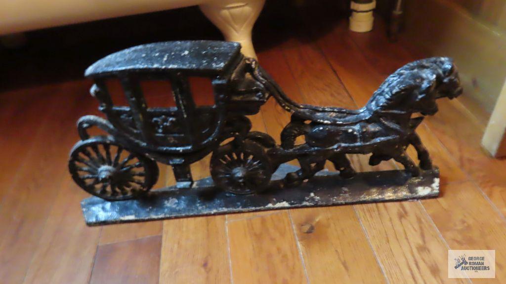 Cast iron horse and carriage door stop