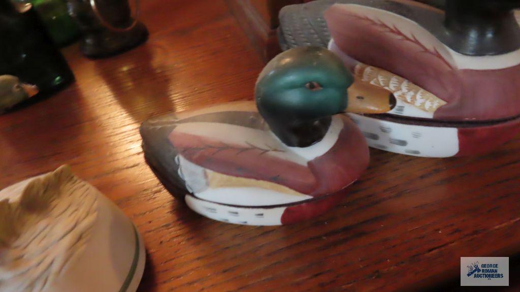 Avon duck stein, duck trinket boxes, music box and figurines