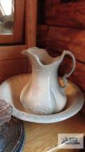 Wash bowl and pitcher, marked Ironstone 1890 England