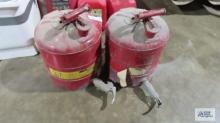 Two 5 gallon safety cans with spigots