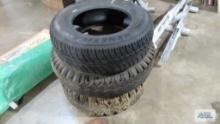 Lot of tires on rims and Kenetica radial 14-inch tire