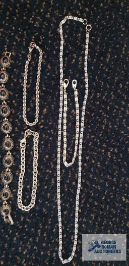 Silver colored costume jewelry bracelets