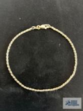Silver colored rope bracelet, marked 925 Italy, approximate total weight is 3.12 G