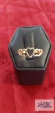 Gold colored heart cut out ring, marked 10K, approximate total weight is 1.18 G