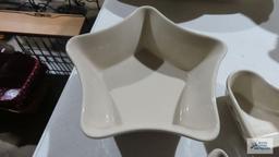 Longaberger...Pottery star bowl, heart bowl, and star candle holder