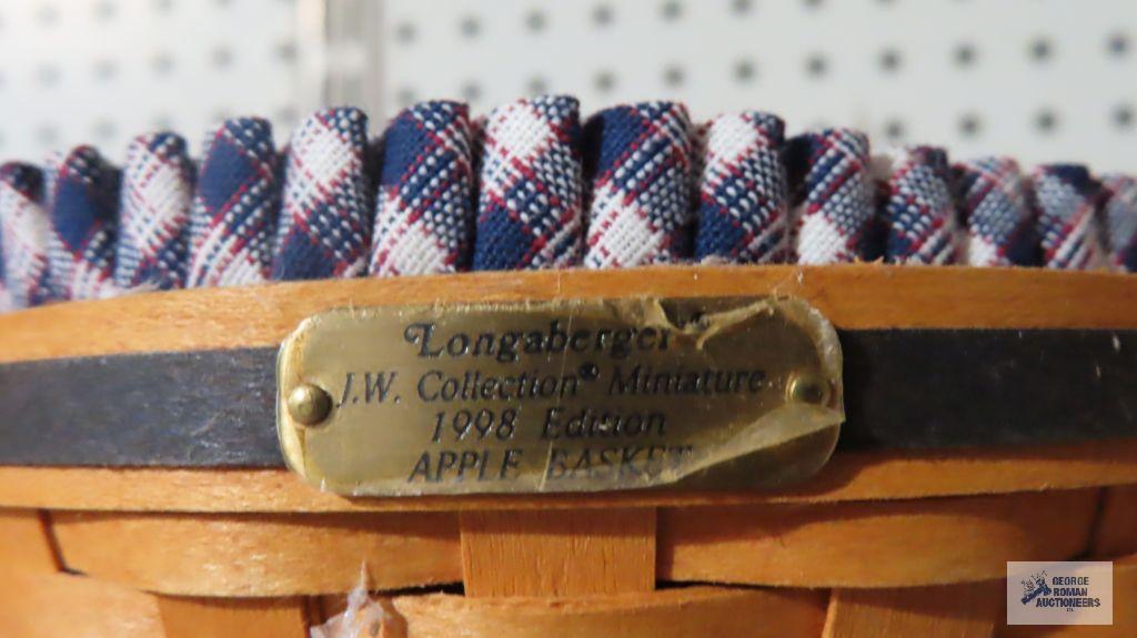 Longaberger...J.W. Collection Miniature 1998 apple basket and 1999 two-pie basket